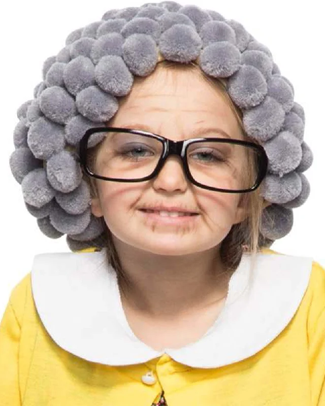 Wig for standout piece-100 Days Little Grannie Kids Wig and Glasses Set