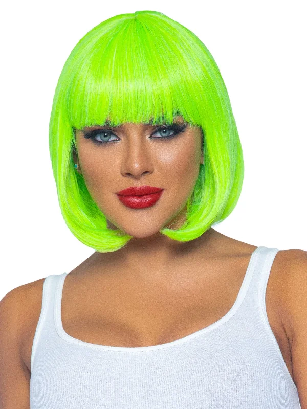 Curly wig for spring-12 Inch Short Bob Wig - Neon Green