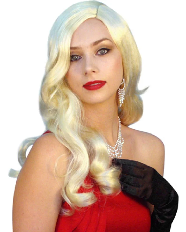 Long straight wig gray-1940s Rita Glamour Blonde Wig