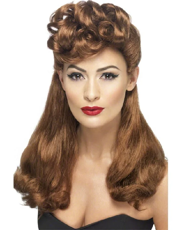 Curly wig for fall-50s 40s Vintage Auburn Wig