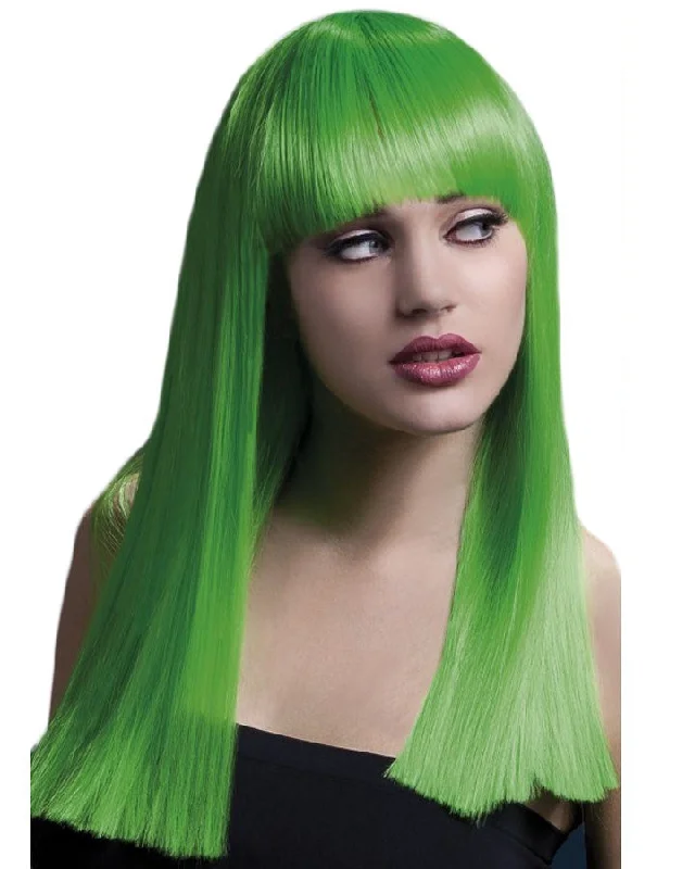 Synthetic wig for festival-Alexia Professional Long Green Wig