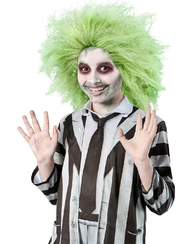 Wig for cool weather-Beetlejuice Green Kids Wig