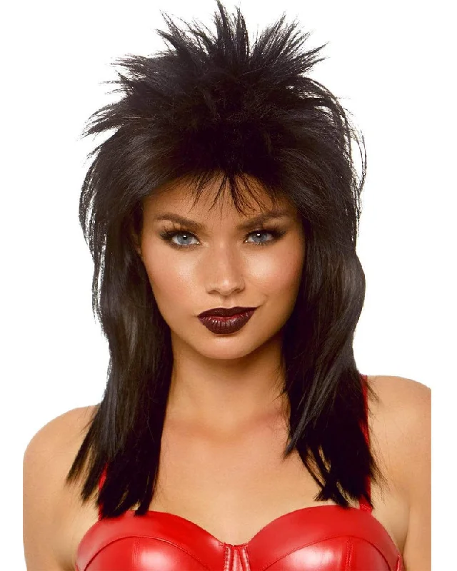 Wig for full texture-80s Black Rockstar Wig