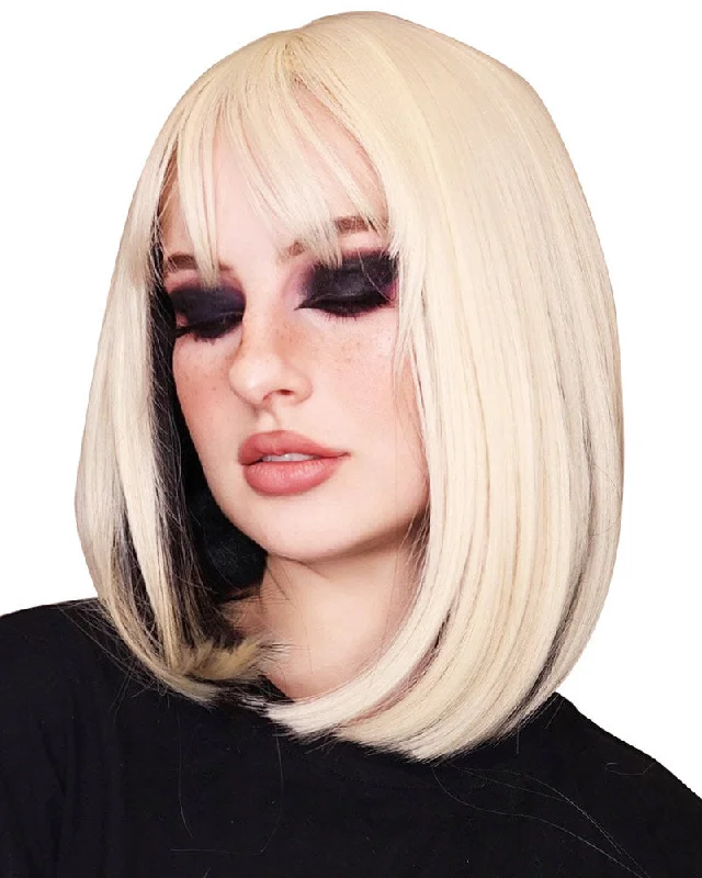 Wig for easy upkeep-Blonde and Dark Brown Two Tone Heat Resistant Premium Bob Wig