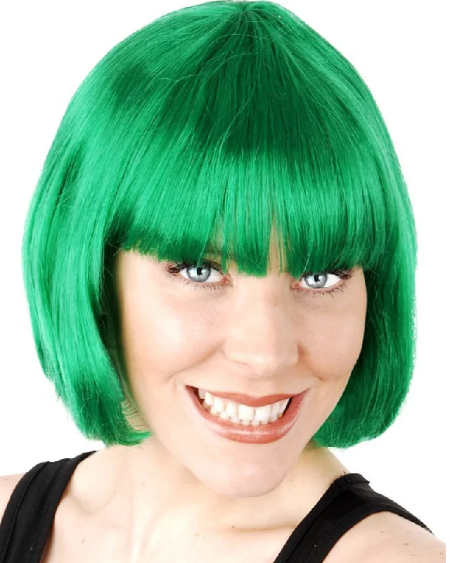 Wig care tips daily-Bright Green Paige Bob Wig with Fringe