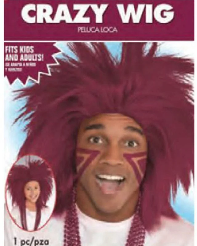 Wig for black tie-Burgundy Crazy Wig