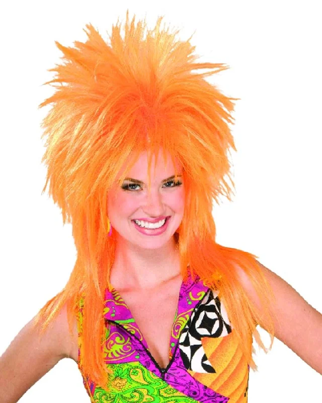 Short red wig for women-80s Burst of Orange Wig