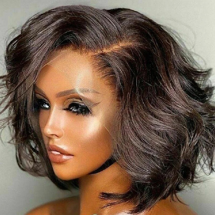 Wig for cool vibe-Celebrity 13X4 Lace Front Body WaveShort Bob Pre Plucked Raw Vigin Indian Cuticle Aligned Hair 360 Lace Wigs