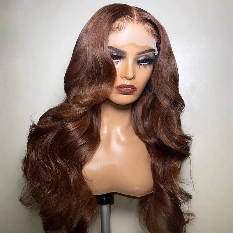 Medium bob wig purple-Chocolate Brown 13x4 Lace Front Wig