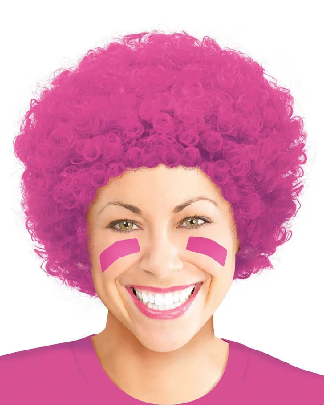 Short black wig for women-Curly Pink Wig