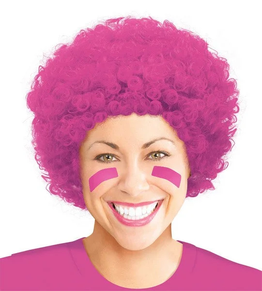 Curly wig for fall-Team Spirit Curly Pink Wig