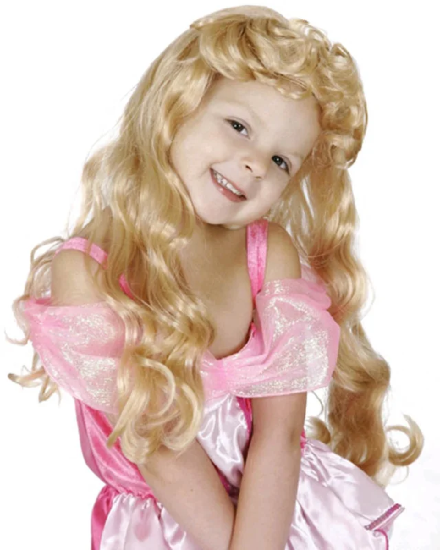 Long blonde wig for women-Disney Sleeping Beauty Long Blonde Kids Wig