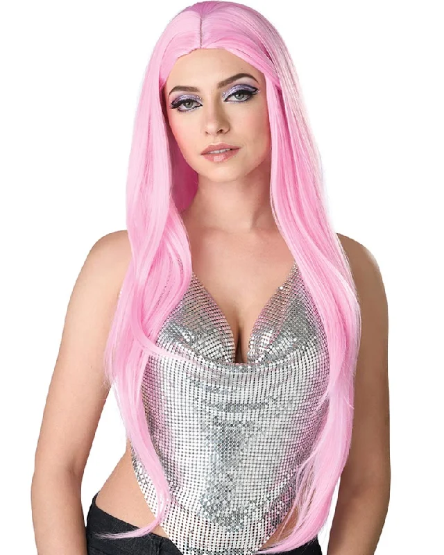 Long straight wig red-Extra Long Pink Wig