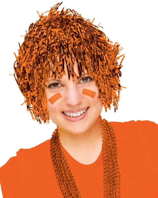 Wig for sparse edges-Fun Tinsel Orange Wig