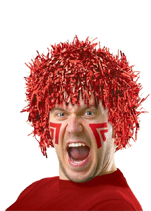 Wig for calm finish-Team Spirit Fun Tinsel Red Wig