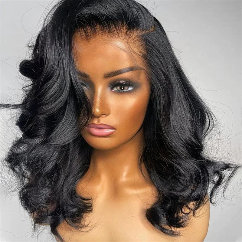 Side part wig brown-Highknight Wholesale Cuticle Aligned Loose Wave Brazilian Virgin Hair Short Bob Wigs 150% Density Lace Front Wig For Black Women