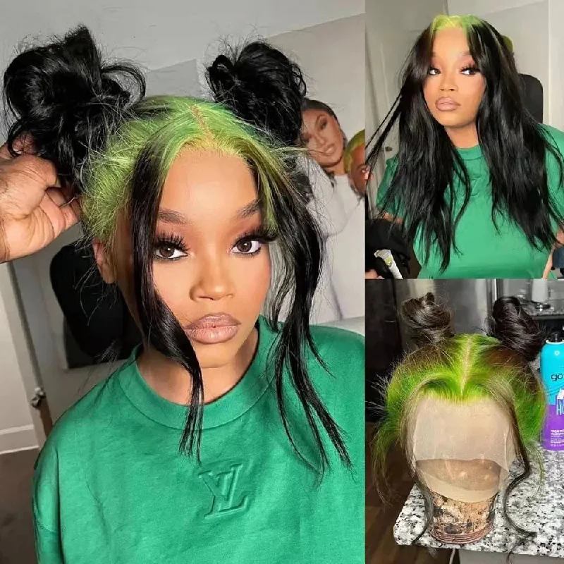 Wig for simple style-Hot Selling Green Root Natural Wave Peruvian Hair 13*4 Lace Front Wigs for Black Women