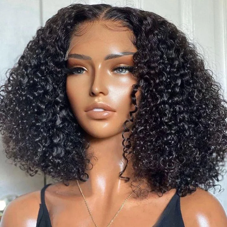 Long wig for thick look-Kinky Curly Natural Black Glueless 5x5 Closure HD Lace Wig Ready To Go | Large & Small Cap Size