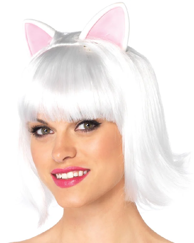 Long black wig for women-Kitty Kat Bob White Wig