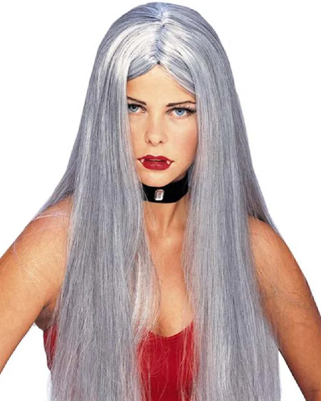 Side swept wig blonde-Long Grey Wig