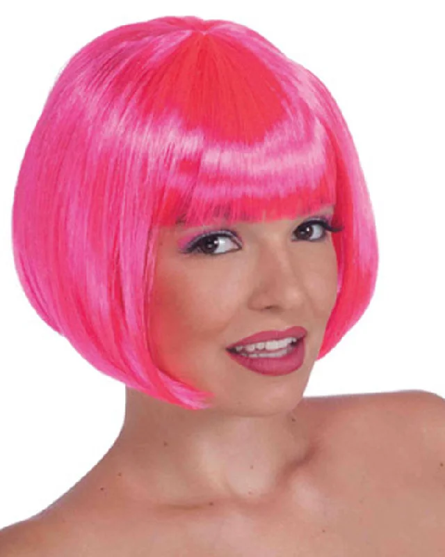 Lace wig with waves-Neon Pink Wig