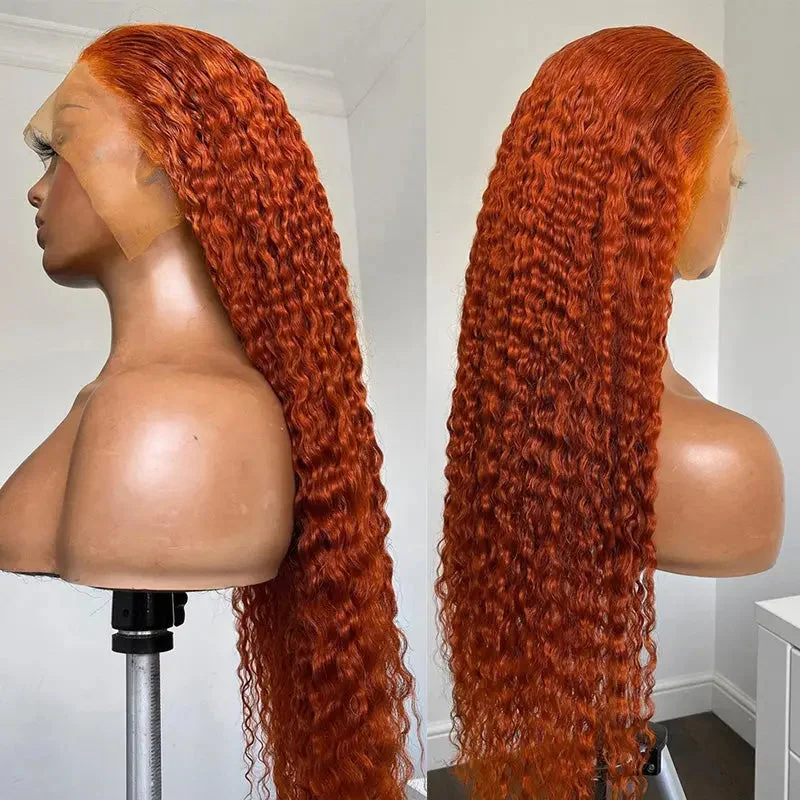 Short blonde wig wavy-Orange 13x4 Lace Front Wig