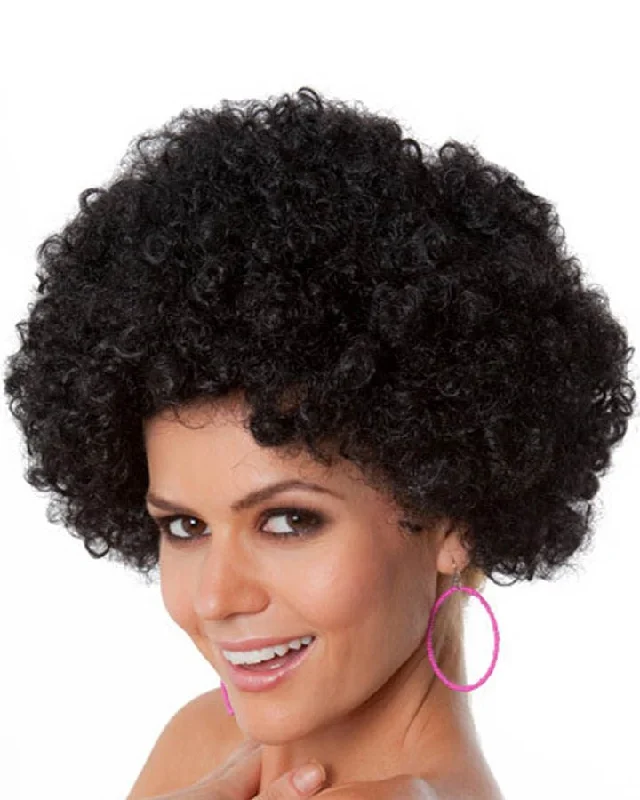 Black bob wig long-Party Curly Black Wig