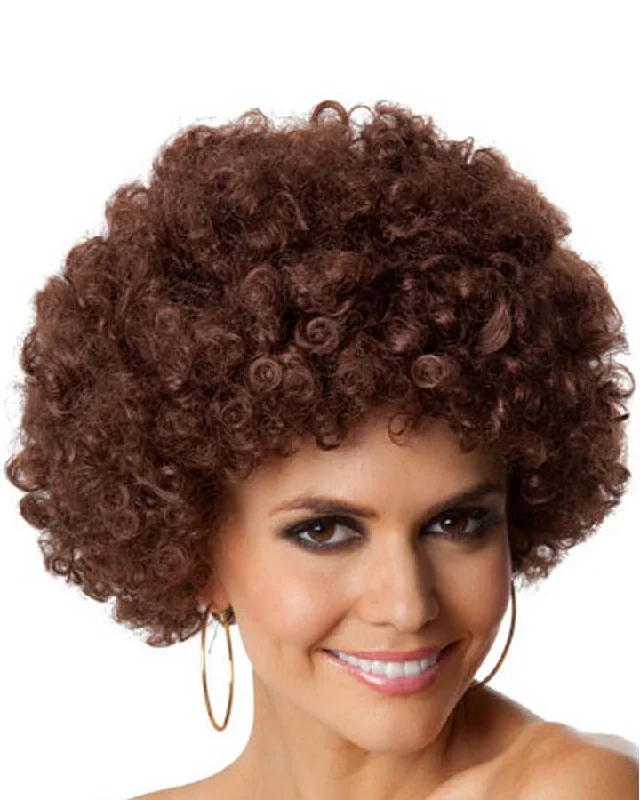 Short blonde wig for sale-Party Curly Brown Wig