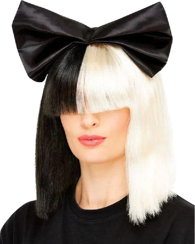 Synthetic wig for teens-Popstar Black White Wig