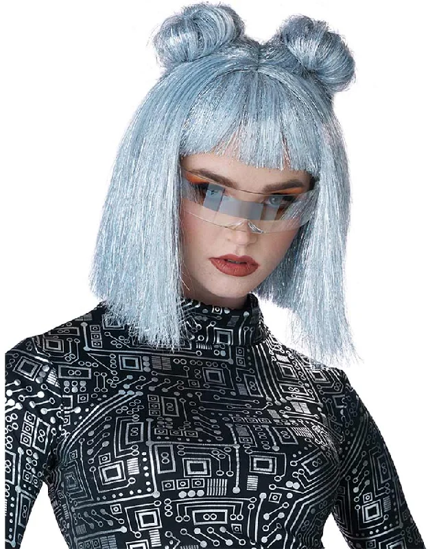 Short red wig wavy-Spaced Out Short Silver Wig