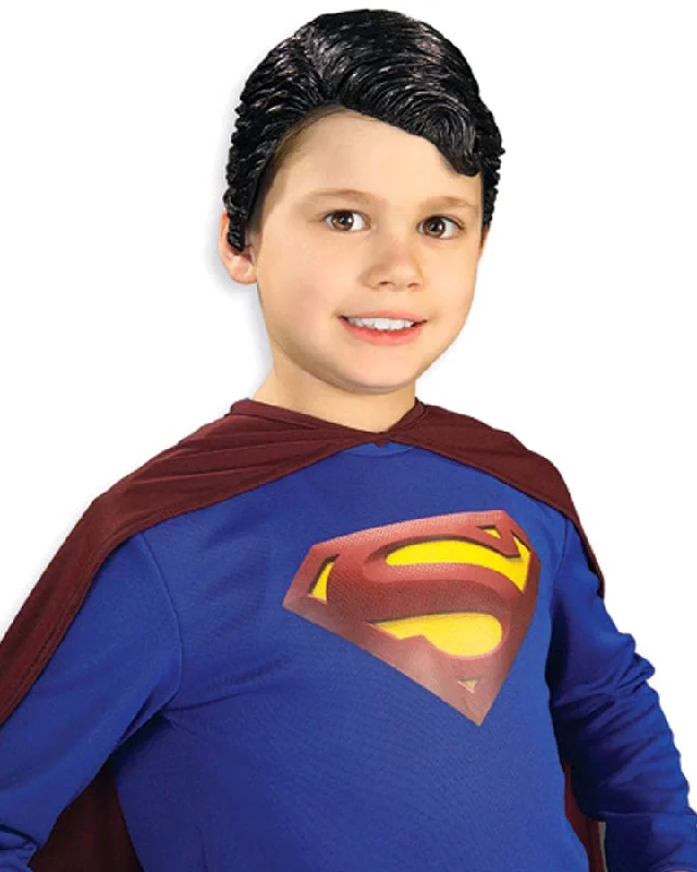 Medium wavy wig gray-Superman Deluxe Boys Vinyl Wig