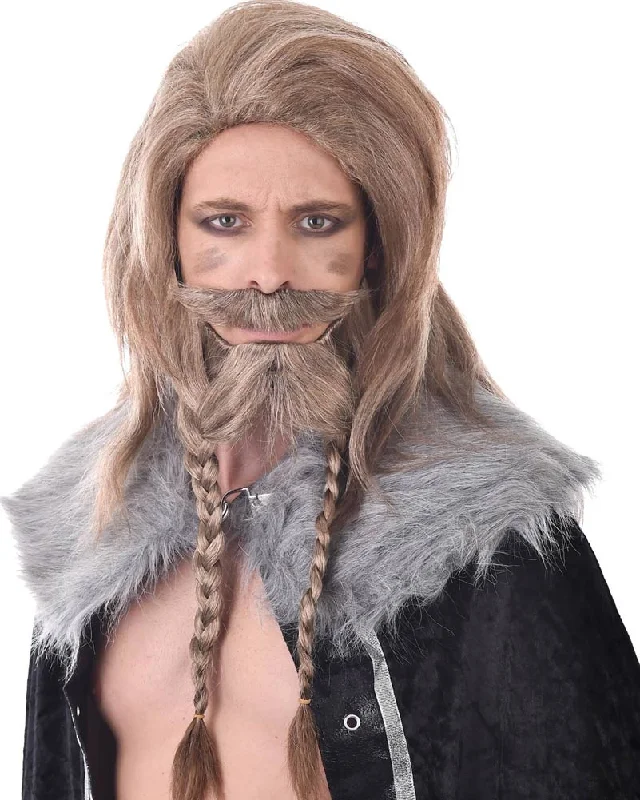 Long blonde wig straight-Viking Long Blonde Wig and Beard