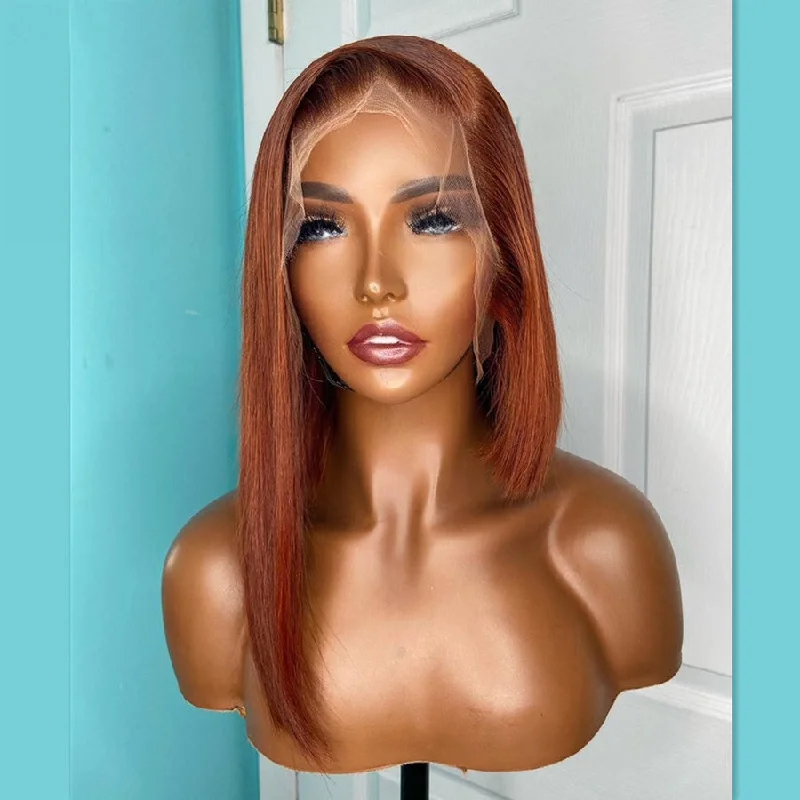 Wig for celebration-Wholesale Color Bob Wigs Chocolate Brown Silky Straight HD Transparent Lace Front Wigs for Black Women