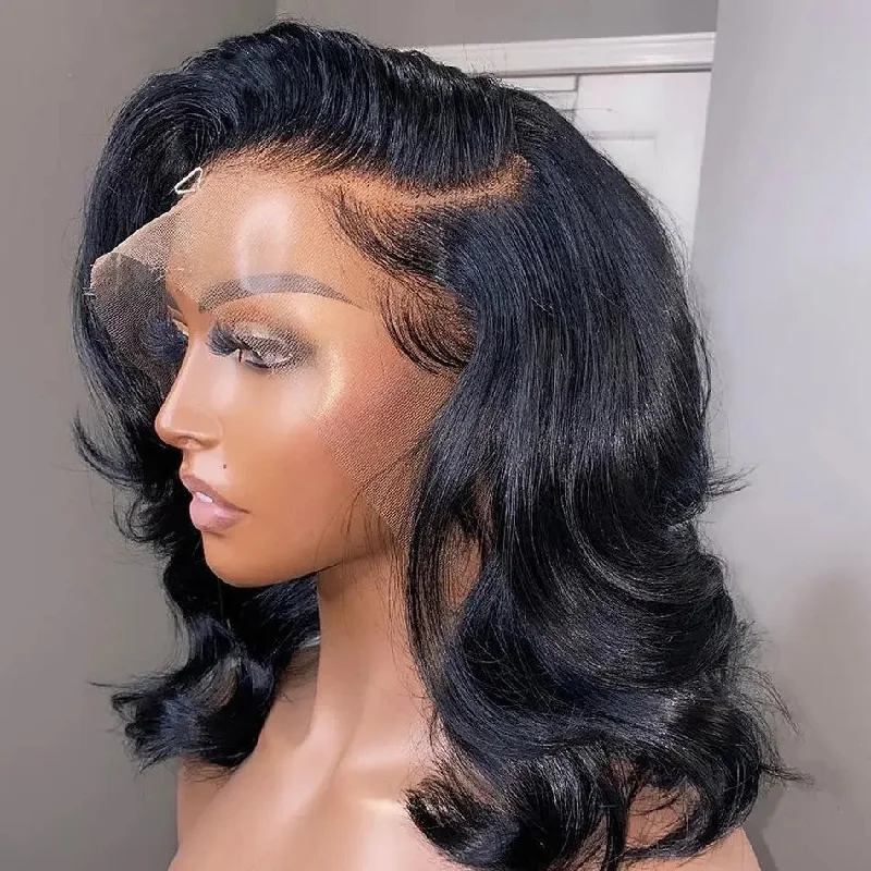 Wig for sparse edges-Wholesale Natural Black Loose Wave Raw Virgin Indian Hair 13*4 Lace Front Wigs for Black Women