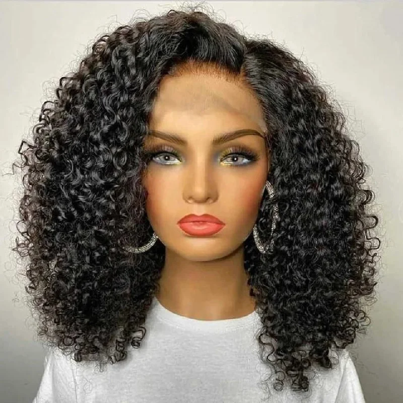 Wig for coarse hair-Wholesale Pre Plucked Pixie Curly Wigs Brazilian Unprocessed Hair Afro Wave Lace Front Wigs for Black Women