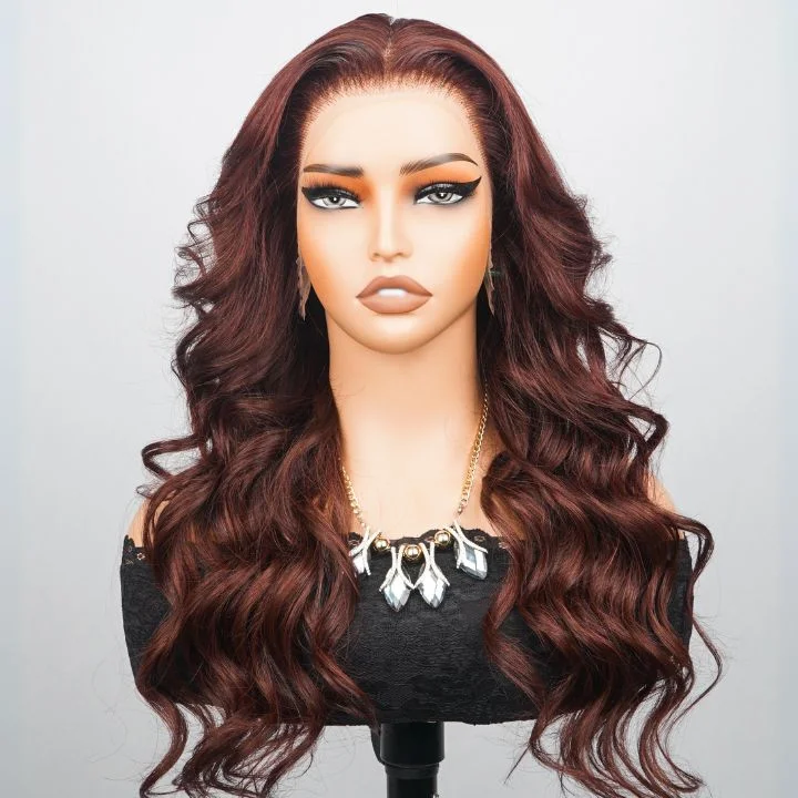 24H Fast Shipping Sunshine Chic Loose Wave Reddish Brown Lace Wigs Human Hair Undetectable Transparent Lace Wigs - Amanda Hair