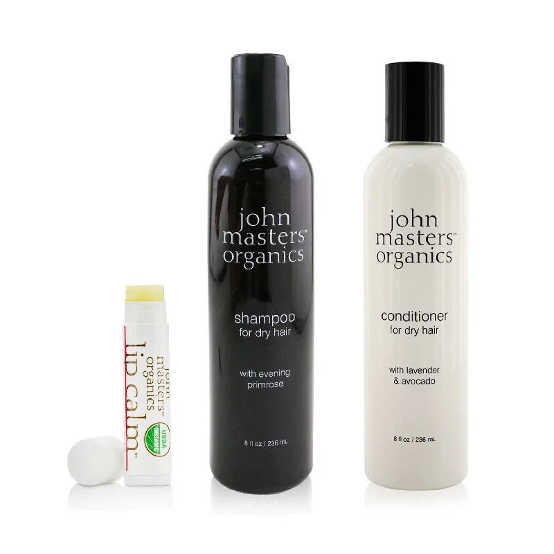 Powdered dry shampoo-John Masters Organics Shampoo For Dry Hair with Evening Primrose 236ml+Conditioner For Dry Hair with Lavender & Avocado 236ml+Lip Calm 4g  3pcs