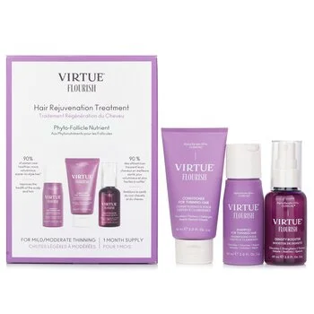 Gloss pomade-Virtue Flourish Hair Rejuvenation Treatment Set (1 Month Supply): Virtue Flourish Shampoo+Conditioner+Density Booster  3pcs