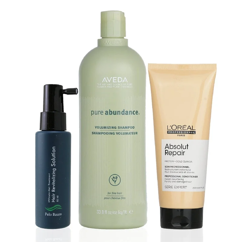 Peppermint shampoo-Pelo Baum Pelo Baum Hair Revitalizing Solution 60ml + Aveda Volumizing Shampoo 1000ml + L'Oreal Resurfacing Conditioner 200ml  3pcs