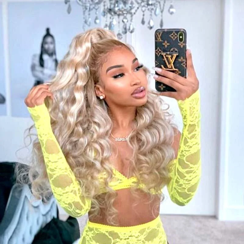 real person hair ring enthusiast pick-#613 Color Deep Wave Full Lace Wig Blonde Human Hair Surprisehair