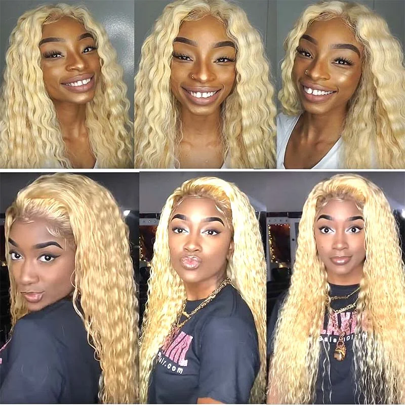 real person hair ring recommended choice-613 Color Kinky Curl Full Lace Wig Blonde Human Hair Surprisehair