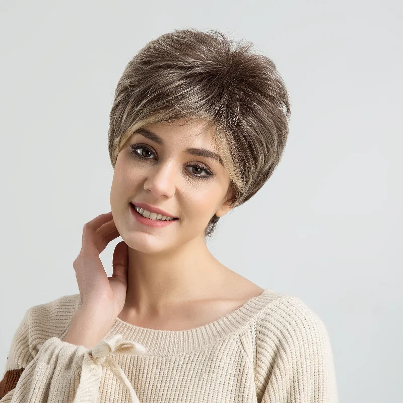 Synthetic wigs for afternoon wear-8inch Short Pixie Cut Ash Grey Heat Resistant Fiber Synthetic Wig