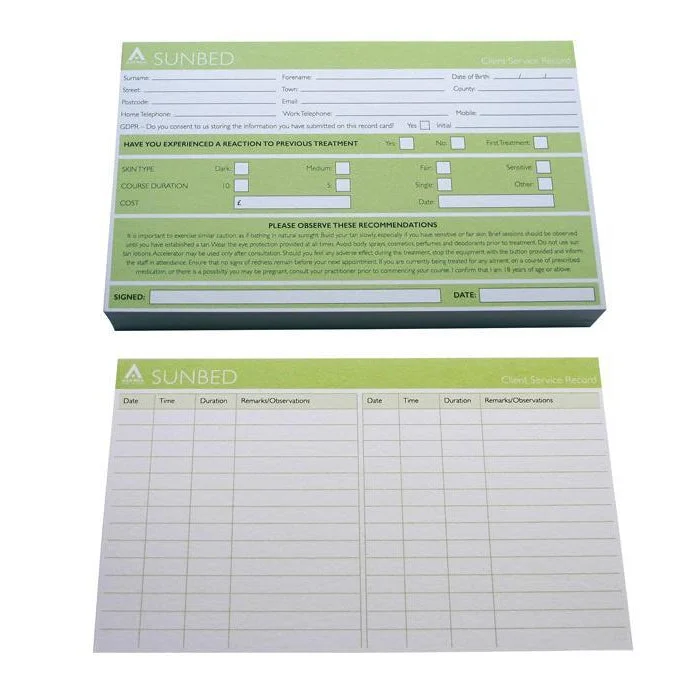 Agenda Record Cards Sunbed