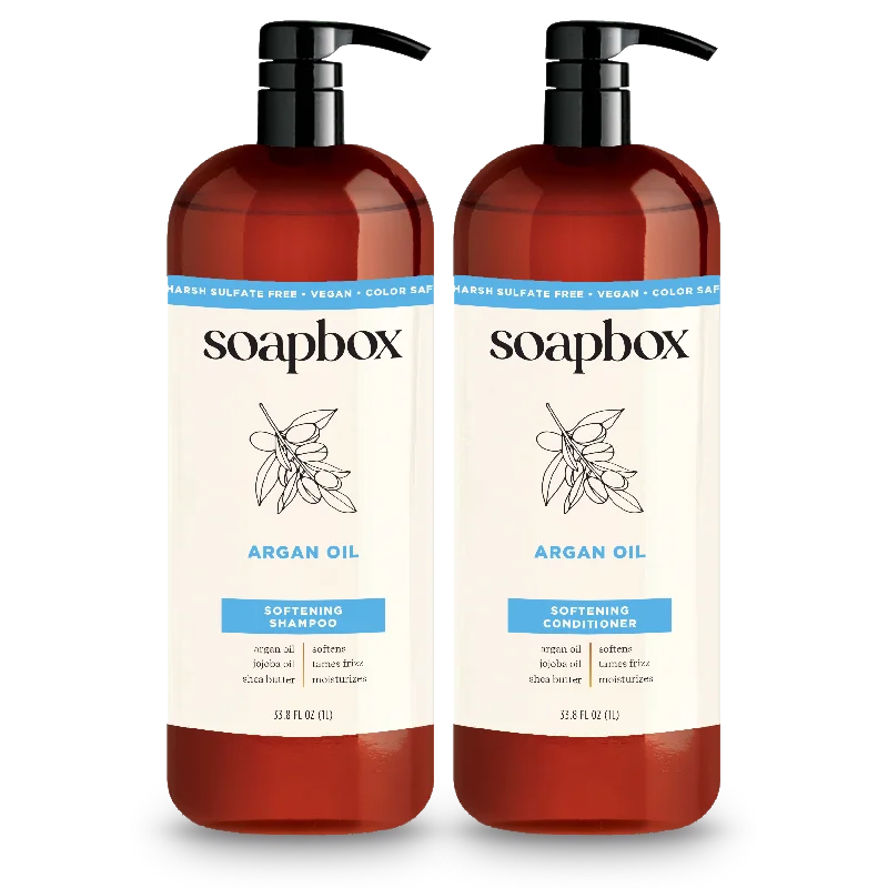 Grapeseed oil-Argan Oil Anti-Frizz Shampoo + Conditioner Set - 1 Liter