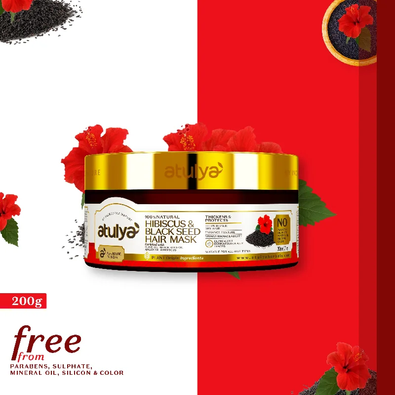 Hair care tips for hair vitality-atulya Hibiscus & Black Seed Hair Mask - 200gm (Buy 3 Products & Get Rs.300 Off)