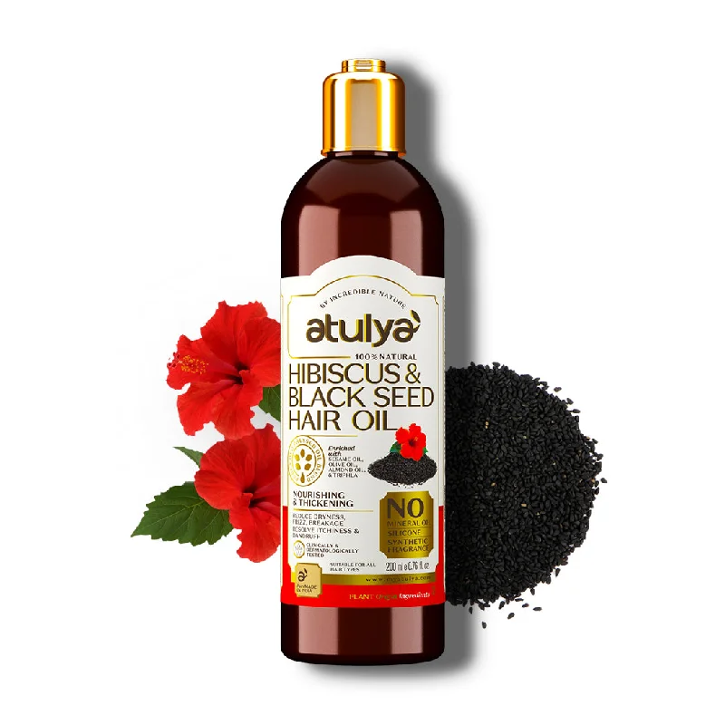 Anti-dandruff hair care routine-atulya Hibiscus & Black Seed Hair Oil - 200ml (Buy Any3 Products & Save Rs.300 Use code : RS300)