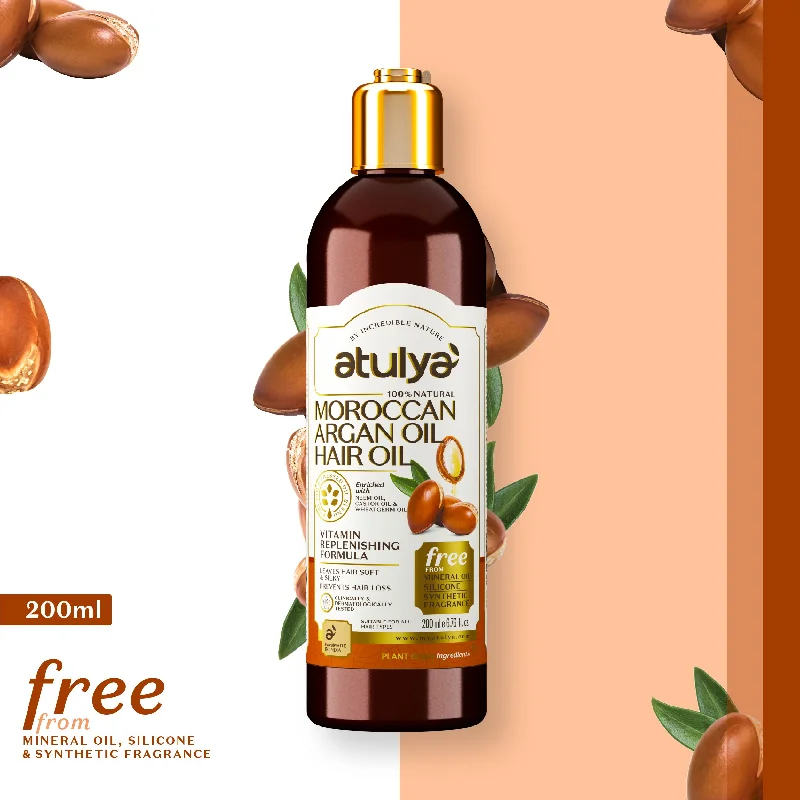 Affordable organic hair care-atulya Moroccan Argan Hair Oil - 200ml (Buy Any3 Products & Save Rs.300 Use code : RS300)