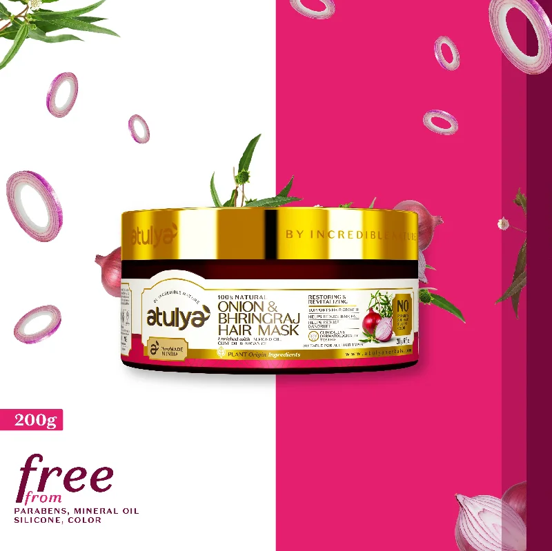 Best hair care for scalp vitality-atulya Onion & Bhringraj Hair Mask - 200gm (Buy 3 Products & Get Rs.300 Off)