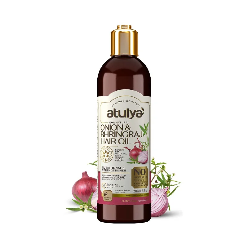 Hair care tips for hair hydration-atulya Onion & Bhringraj Hair Oil - 200ml (Buy Any3 Products & Save Rs.300 Use code : RS300)