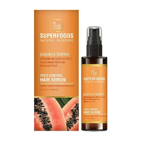 Hair care for faded highlights-Be.Care.Love SuperFoods Papaya Frizz Control Leave-In Hair Serum 2 oz